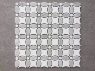 White marble Mosaic stone brick